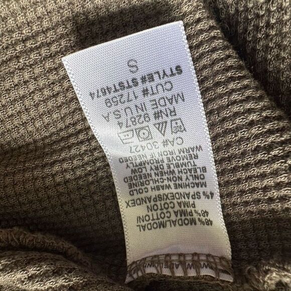 Splendid Cowl Neck Waffle Knit Top Olive Green Size S - Picture 6 of 6